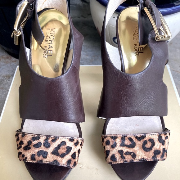 Micheal Kors Heels Brown with leopard print Size 7 - Picture 1 of 7